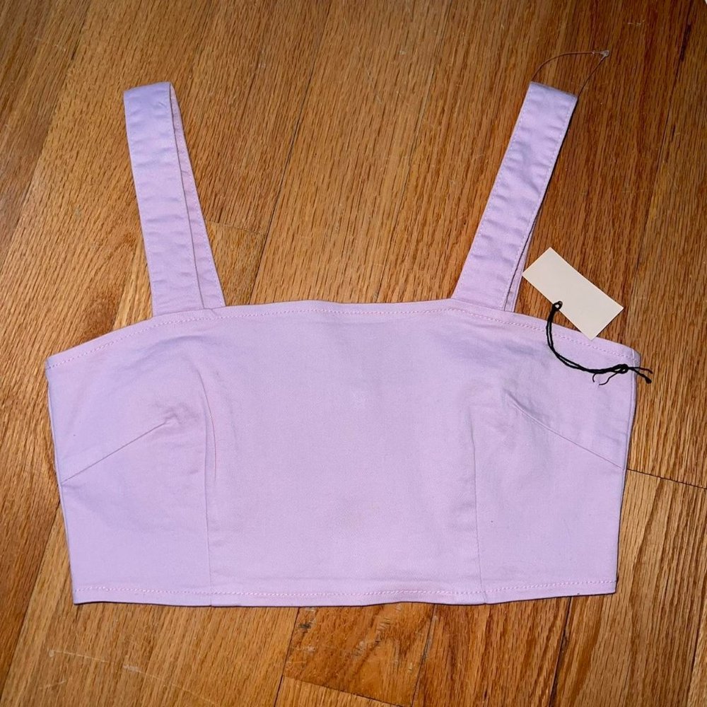 Superdown Lilac Purple Denim Top